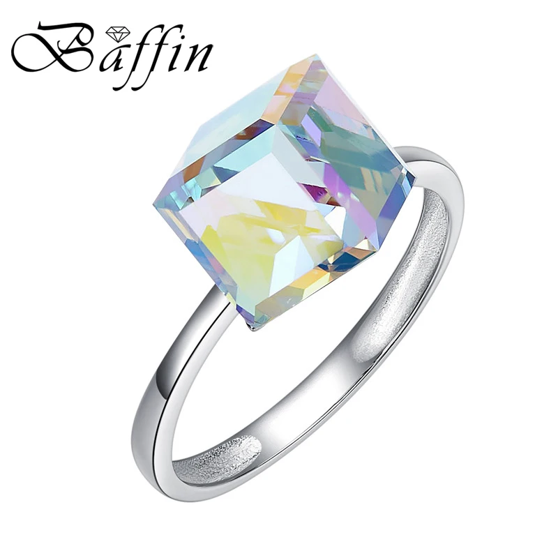 

Baffin Square Original Crystals From Swarovski Ring 925 Sterling Silver Jewelry Anniversary Joyas For Women Valentine's Day Gift