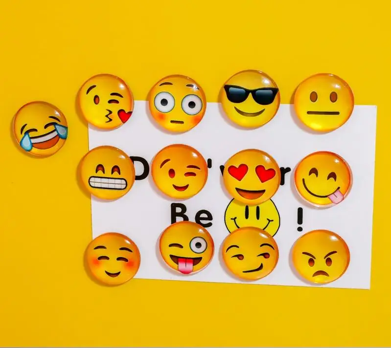 

12pcs 30MM Lovely Emotion Fridge Magnet Set Classic Glass Round Refrgierator Magneitc Mood Notes Message Holder Decor