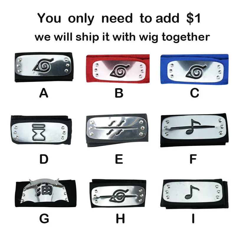 Coshome Naruto Wigs Kakashi Hinata Sakura Cosplay Costume White Yellow Pink Black Wig With Headbands (4)