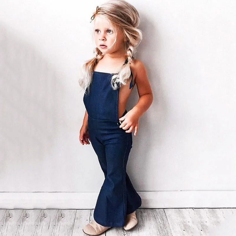 

1-6T Toddler Kids Baby Girls Denim Strap Bib Pants Elegnat halter Backless Romper Elegant Summer Jumpsuit Cute overalls