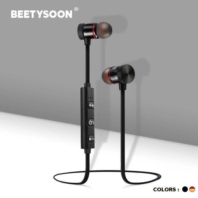 BEETYSOON беспроводные наушники Bluetooth V4.2 металлическая гарнитура бас с микрофоном