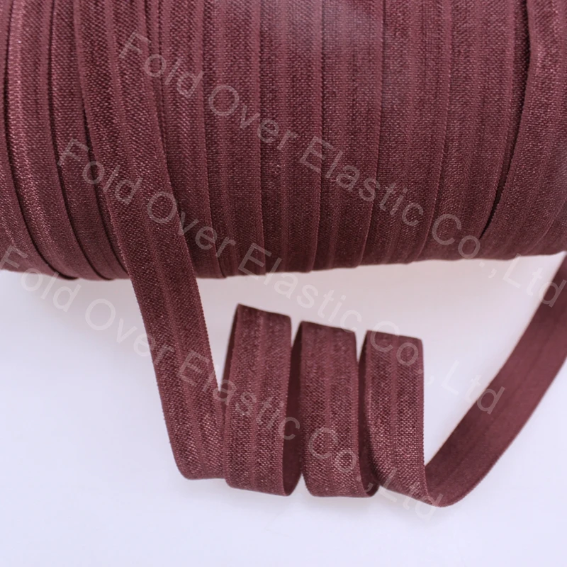 

5/8 inch Solid Color Fold Over Elastic Ribbon-868-Cappuccino plain foe
