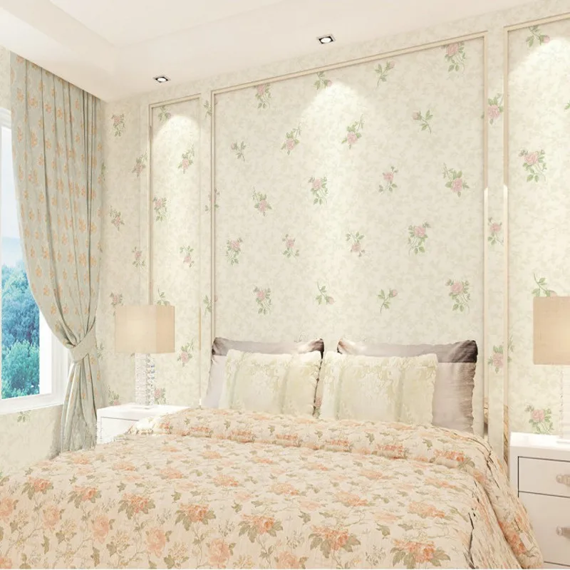 

Free Shipping Living Room Bedroom Pastoral Floral Nonwovens Wallpaper Garment Shop Beauty Salon Wallpaper