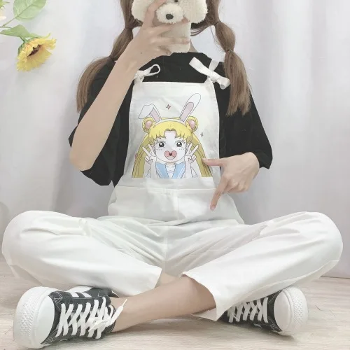 

Denim Jumpsuit Womens New Kawaii Sailor Moon Print Overalls Tops Tie Dye White Rompers Women Jumpsuit Elegant Women's Clothing