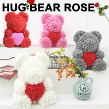 

SOLEDI 40*25*25CM Artificial Rose Bear Dolls Lovely Toys for kids LOVE Heart-Shaped Gift for Girlfriend Wedding Valentine's Day