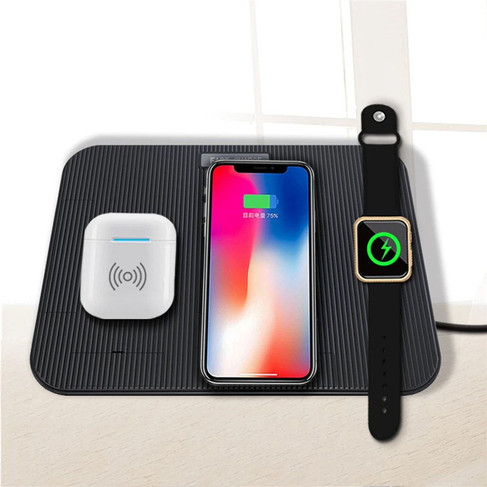

4 in 1 Fast Wireless Charging Pad for Apple Watch for Samsung Watch Fast Charging Wireless Charger for iphone 8 X / Samsung S8