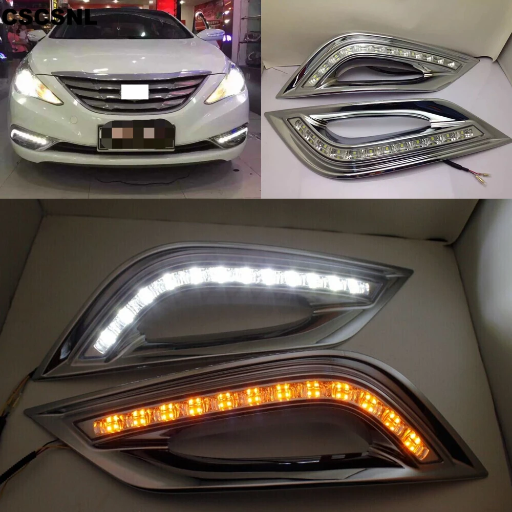 

CSCSNL 2PCS 12V LED DRL Daytime Running Light Daylight with Turn signal for Hyundai Sonata 8 (8th Sonata) 2010 2011 2012 2013
