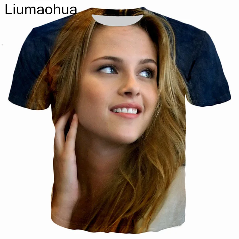 

Liumaohua 2018 New Summer women 3D Print The Twilight Saga: Breaking Dawn actors Kristen Stewart&Robert Tops Sexy tee t shirt