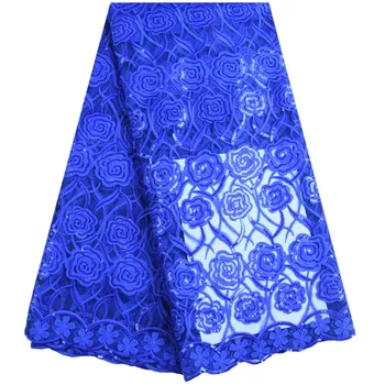 

Royal Blue Milk Silk Lace Fabric Top Sale French Milk Silk Lace Fabric Latest African Lace Fabric With Sequins For Dress F1627