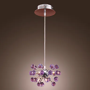 K9 Crystal LED Pendant Lamp with 6 Lights Fixtures in Purple Handing Light Lustres e Pendentes Lamparas Colgantes