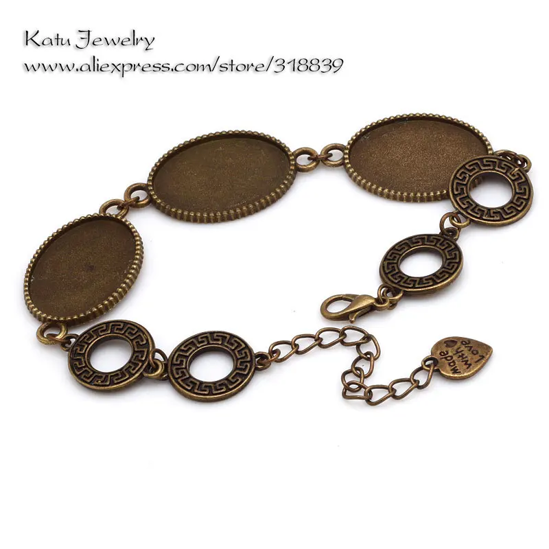

2Pcs/lot 18*25mm Oval Bracelet Cabochon Setting Vintage Bronze Metal Zinc Alloy Jewelry Blank Setting Bracelet Findings BC8509