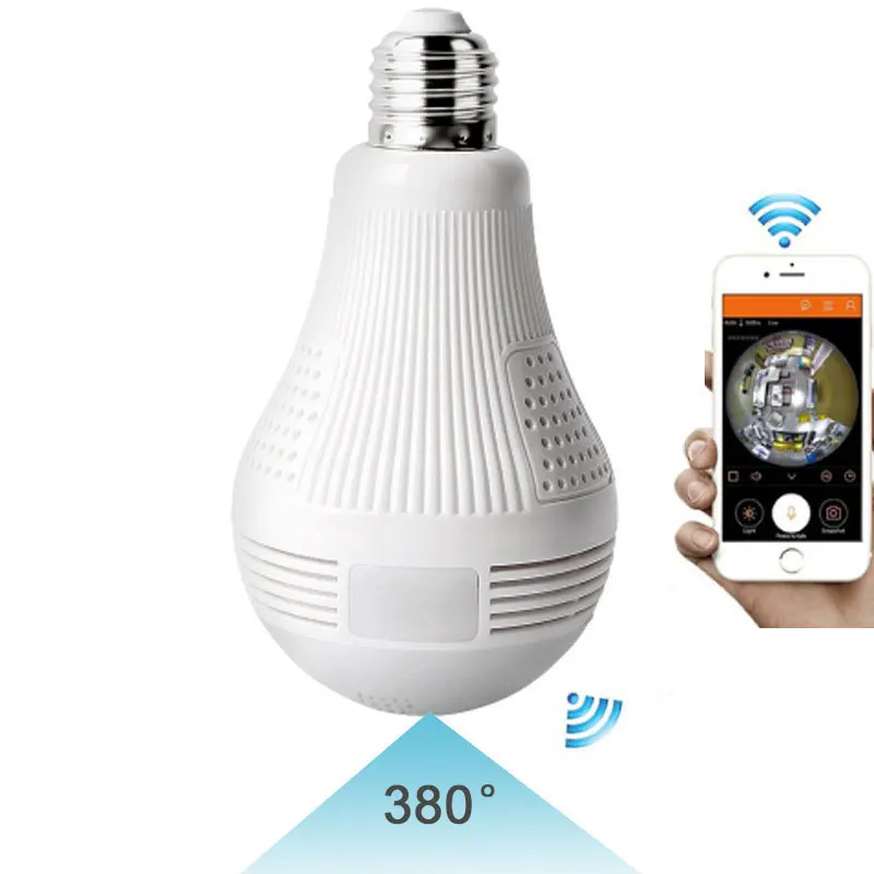 

E27 Camera Lamp holder Mount Wireless Smart IP Camera Panoramic Fisheye Surveillance Camera Light Pixel E27 Lamp Light 130W/200W