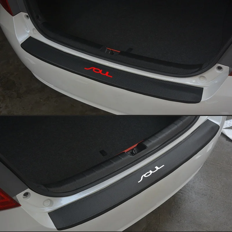 Искусственная кожа углеродное волокно Стайлинг после охраны заднего бампера багажник защитная пластина для KIA Soul автомобильные аксессуары