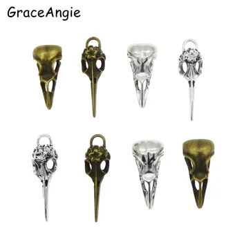 

8pcs Steampunk Raven Bird Skull Pendants Charms Necklace Jewelry Findings 32*14mm 40*11mm Candy Car Pendants Gift
