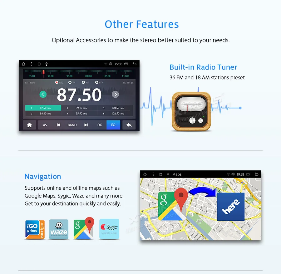 Perfect 10.1" Android 8.1 Oreo OS Single Din Car Multimedia One Din Car Navigation GPS 1 Din Car Radio with Multi-Window View Support 22