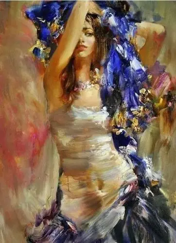 

Handcraft Portrait oil painting on canvas(No stretch) Abstract Beauties 24x36