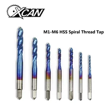XCAN 1 шт. HSS M2-M6 метрический винт кран резьба кран нано синее покрытие спиральный кран сверло