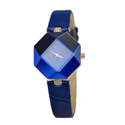 5 цветов ювелирные часы Мода подарок стол Для женщин Часы Jewel Gem Cut черный геометрия поверхности наручные часы