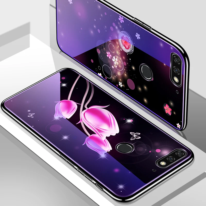 Чехол из закаленного стекла с синим светом для Huawei Honor 7C 7X 7A 8 9 Mate 10 20 P20 Lite Pro чехол