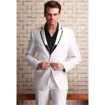 

Custom Fashion Small Collar men wedding suits 2017 Slim Fit Formal Party Man Groom Tuxedo White mens suit Blazer (Jacket+Pants)