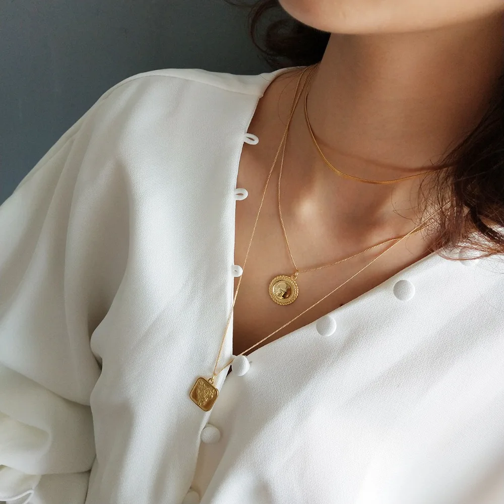 

Authentic 925 Sterling silver Gold Flate Snake Bone Blade chain Short Choker Necklace charm X194