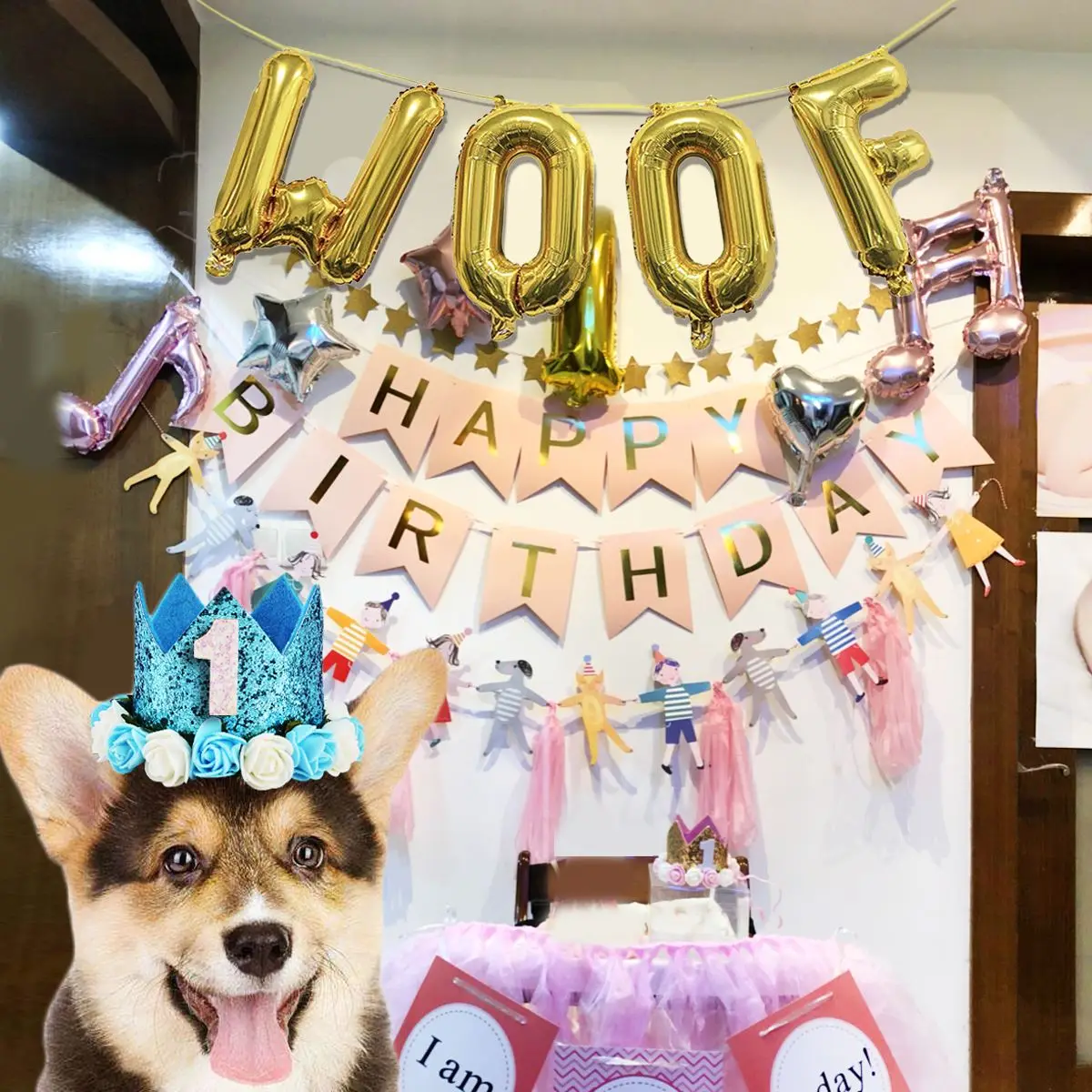 

4PCS 16'' Foil Balloon Woof Letter Balloon Decorative Balloon Decoration for Pets Birthday Party