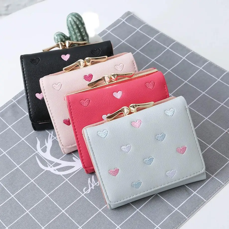 Women Wallets Large Capacity Cute Card Hold Short Purses 2018 Coin Purse PU Leather Women Wallet ...