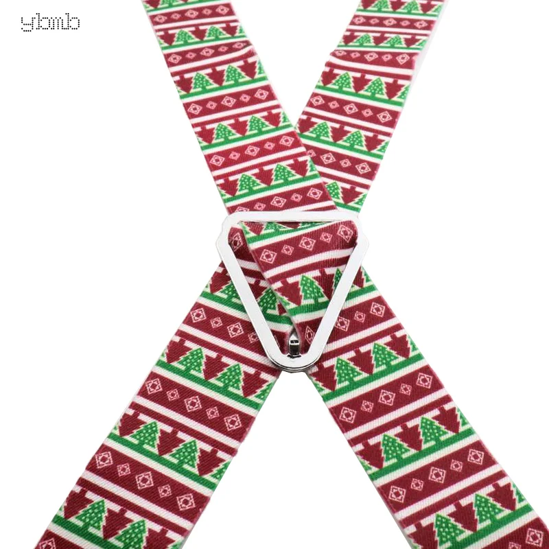 YBMB подтяжки Рождественский мужские подарки Высокое качество модные 4 клипы 3,5 см X-Форма прочный регулируемый эластичный Ремни повязки