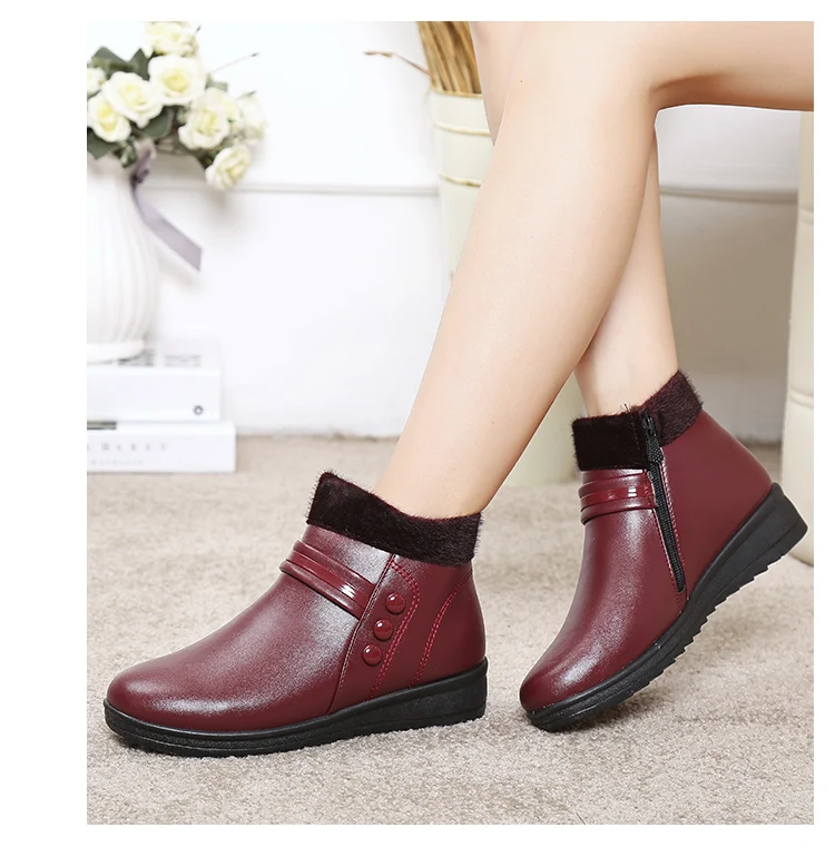 ZZPOHEwinter/хлопковая обувь для мам водонепроницаемые теплые удобные туфли для бабушкины туфли для пожилых женщин на плоской подошве женские зимние ботильоны