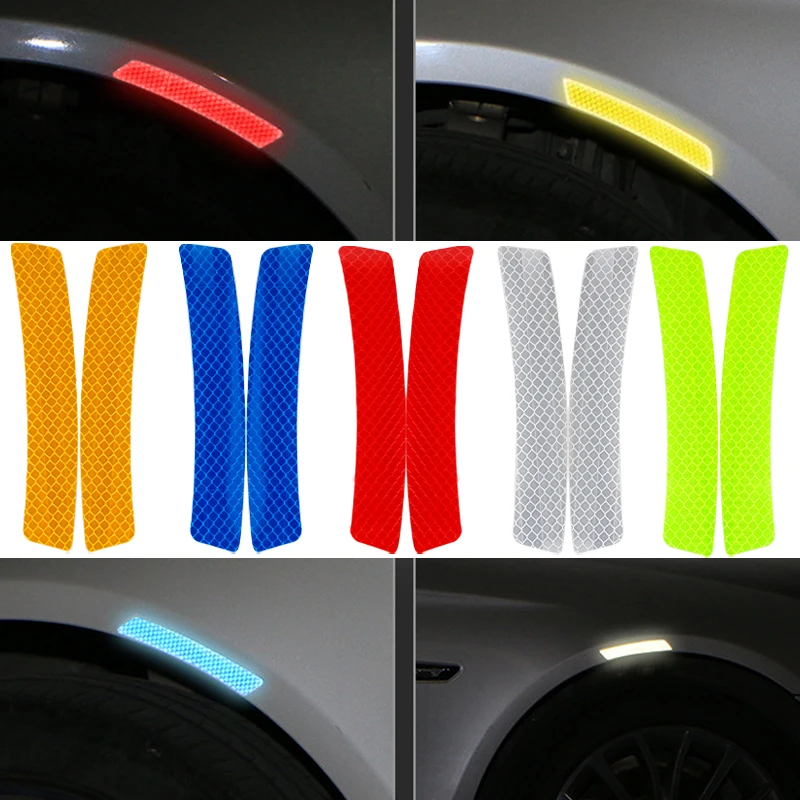 

2pcs Car Wheel eyebrow Reflective warning stickers waterproof decorative stickers for Hyundai ix35 iX45 iX25 i30 Accessories