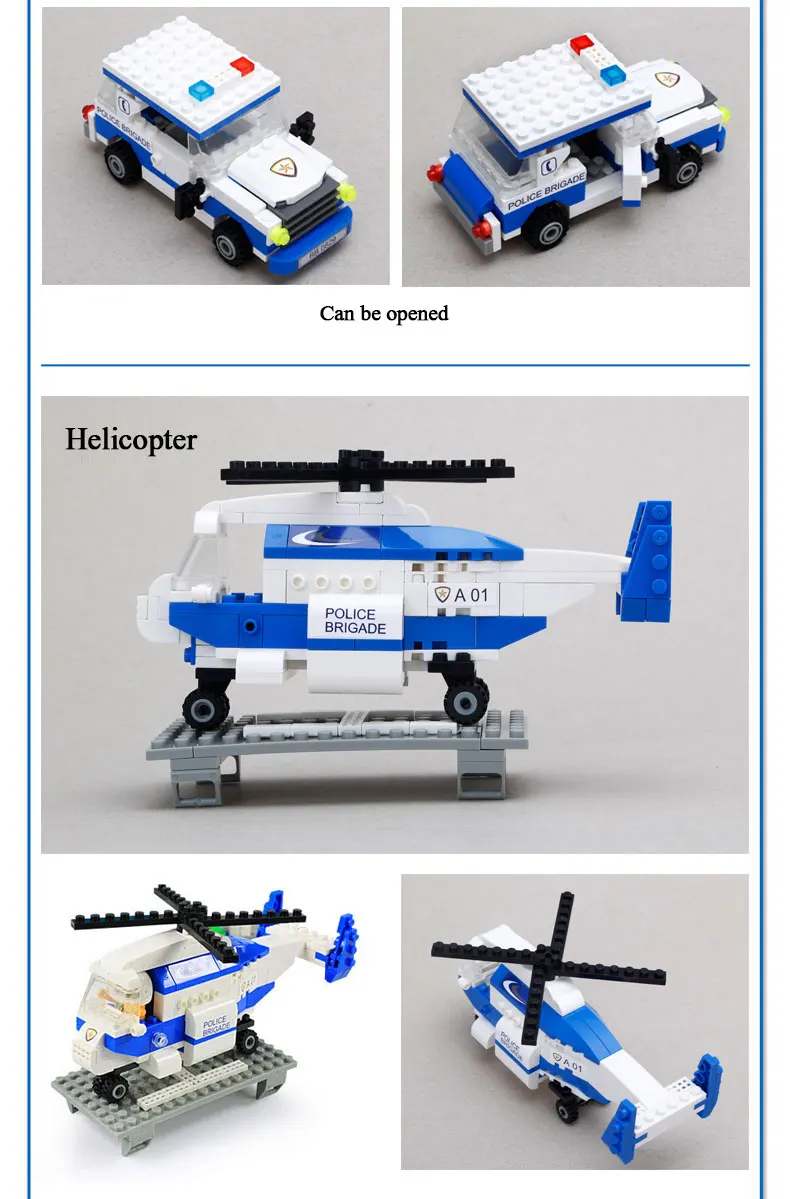 BanBao полицейский участок вертолет кирпичи образовательные строительные блоки модель игрушки 8353 для детей совместимы с большим брендом