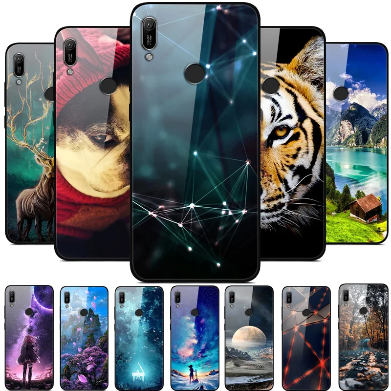 Чехол для Huawei Y6 Prime 2019 чехол из закаленного стекла жесткая задняя крышка телефона
