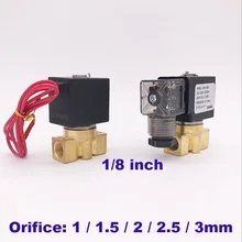 GOGO 0-50/25/15/10/7bar водные магистрали из Желтой меди с мини Соленоидный клапан с нулевым давлением для запуска Порты и разъёмы 1/8 дюймов 12V 24V 220V AC нормально закрытый клапан