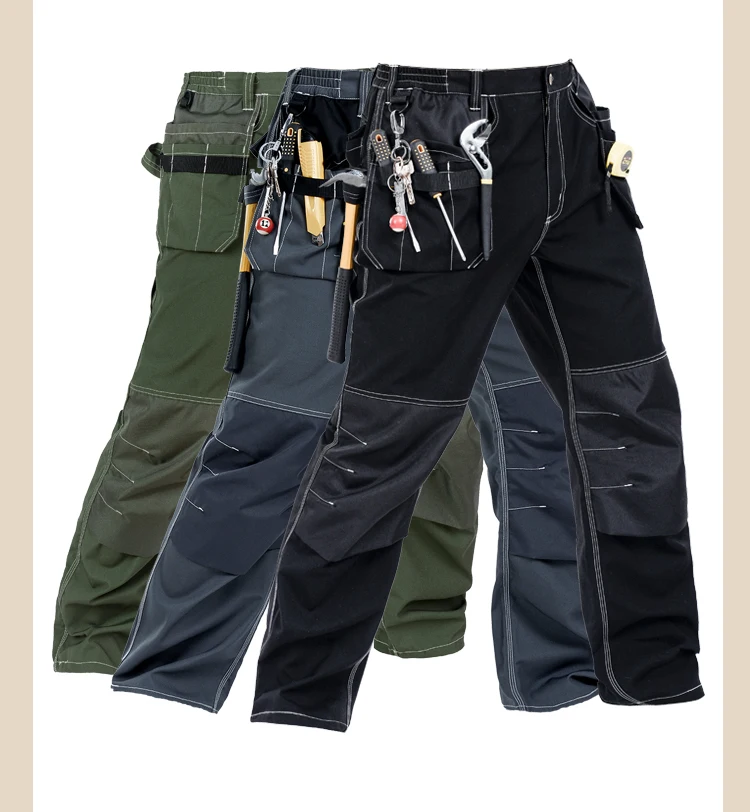 CCGK Men working pants multi pockets work trousers with removable eva knee pads high quality worker mechanic cargo work pants (10)