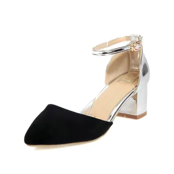 

B2-7 DF Size 33-46 Ladies Flock Pointed Toes Sandals Female Elegant Pointed Toes Sandal Woman High Heels Shoes Women Career Shoe