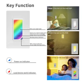

Wifi In-Wall LED RGB Scene Light Smart Light Switch 1200 Colors 2W RGB Scene Light Color Changing with Remote