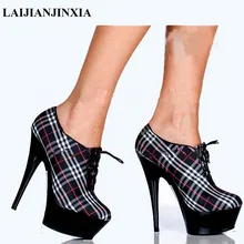 LAIJIANJINXIA/женские туфли-лодочки обувь со стразами на шнуровке пикантная вечерняя Обувь на очень высокой платформе 15 см и высоком каблуке танцевальная обувь D-026