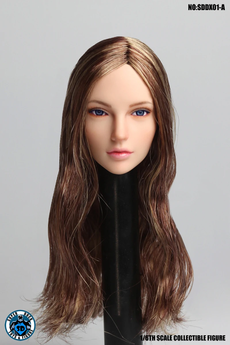 Супер утка 1/6 SDDX01 девушка глава 1/6 весы женщина Глава sculpt с подвижные глаза для PH Jiaodoll бесшовные средства ухода за кожей рисунок