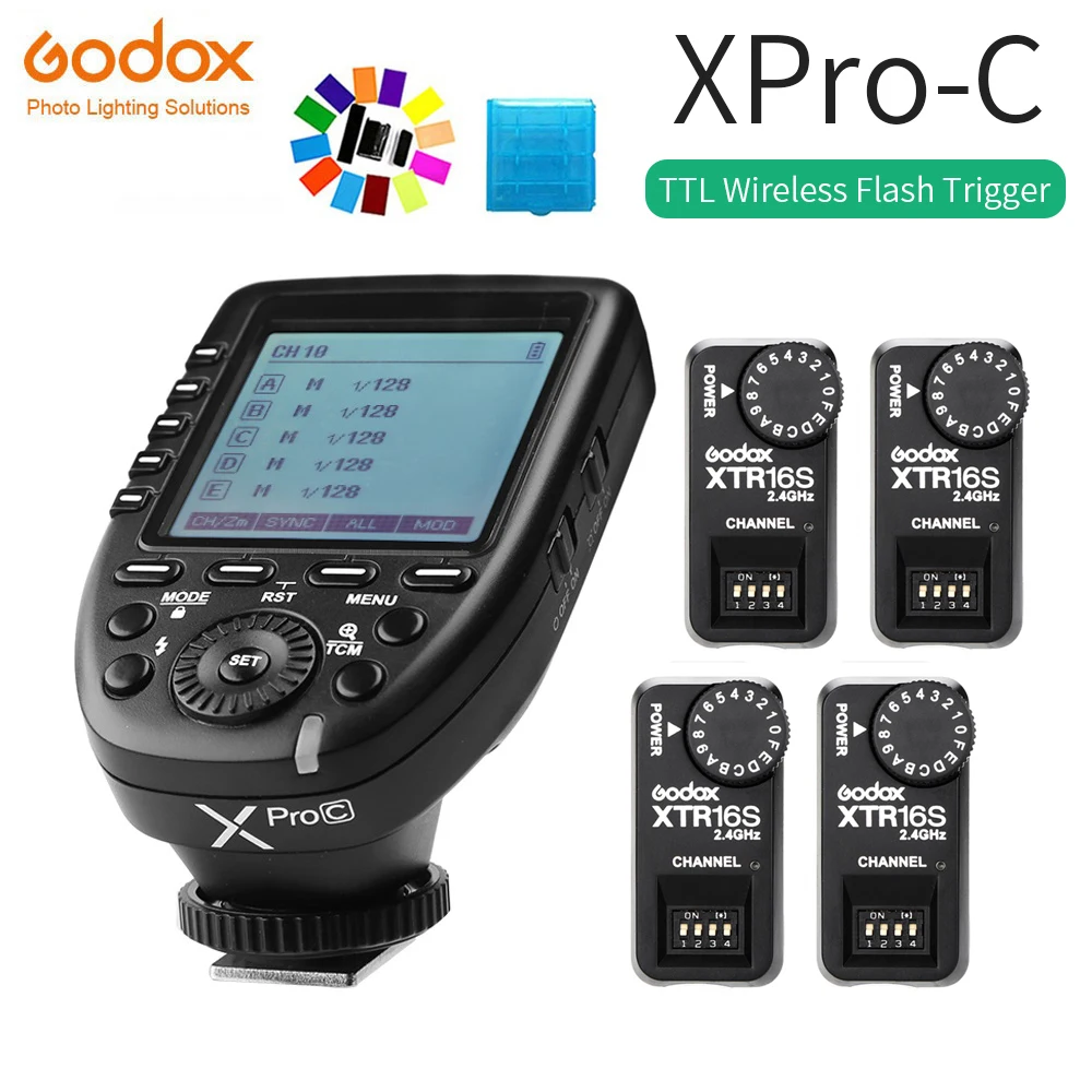 

Godox XPro-C E-TTL II 2.4G Wireless X System HSS LCD Screen Transmitter + XTR-16S Receiver for Canon DSLR Godox V860C V850C