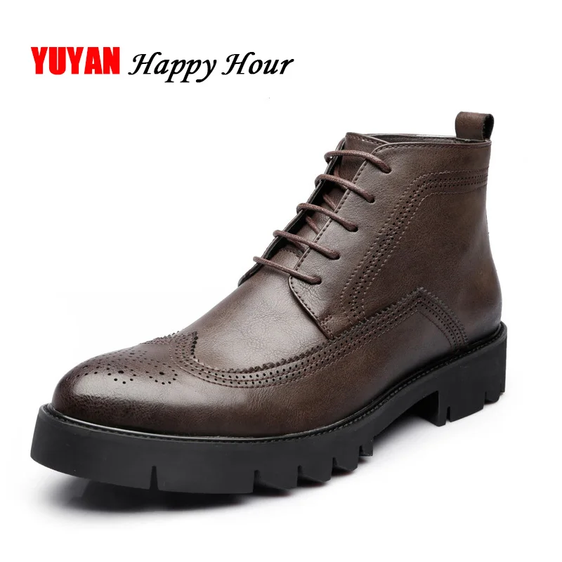 

2018 Winter Boots Men Genuine Leather Winter Shoes Warm Plush for Cold Men's Boots Male Brand Ankle Botas Thick Sole A122