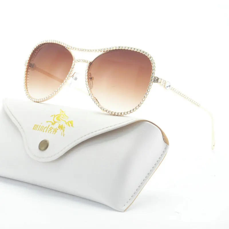 Солнцезащитные очки с прозрачными линзами в металлической оправе|brand sun glasses|designer