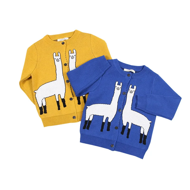 

New Baby Girl Knitted Sweater Kids Cardigans Knitwear Boy Clothing Alpaca Printed Cotton Outer Wear Children Casual Sweaters