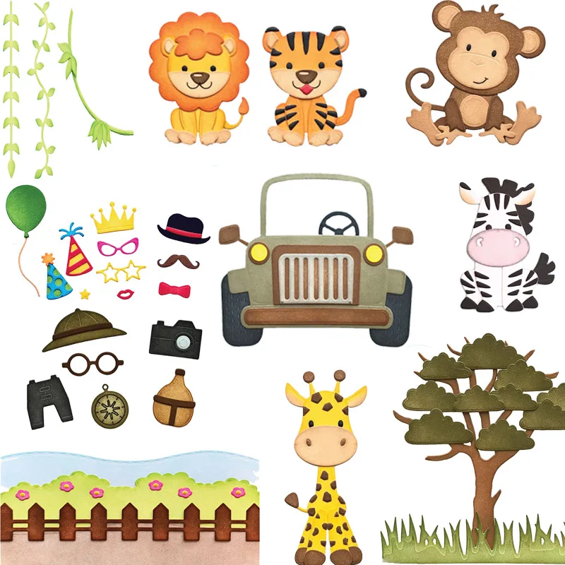 Spring Forest Animal Lion Tiger Monky Metal Cutting Dies Stencils For DIY Scrapbooking Decoration Embossing Card Craft Die Cut