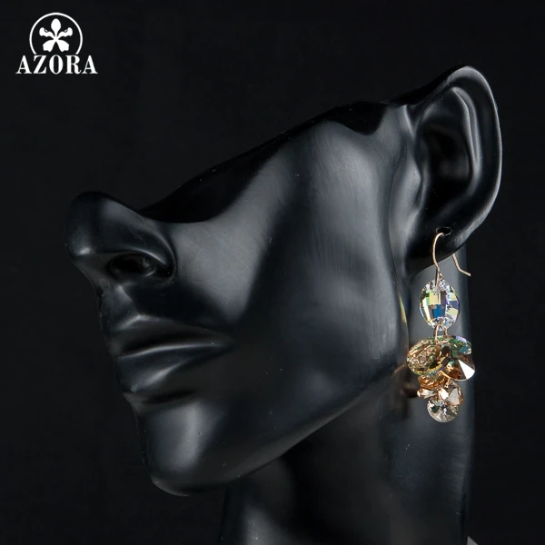 AZORA Unique Design Gold Color Stellux Austrian Crystal Water Drop Drop Earrings TE0083