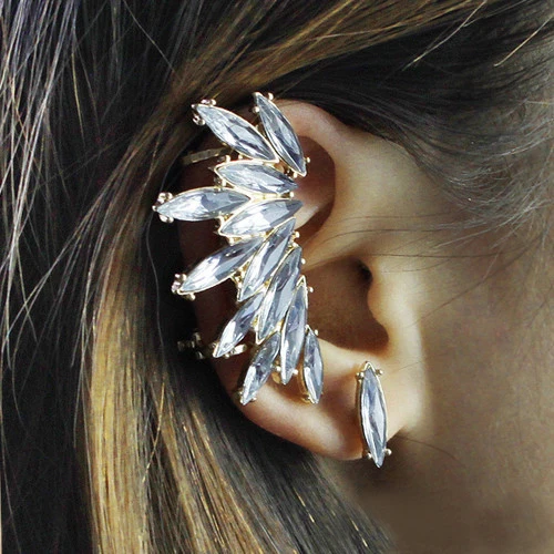 Popular Fashion Punk Rock Earring Crystal Rhinestone Ear Cuff Warp Clip