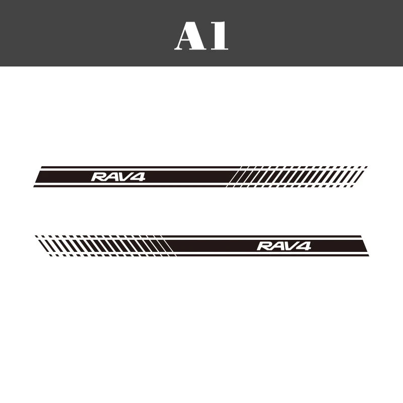2 шт. RAV4 автомобильные боковые полосы боковые юбки графика виниловые наклейки гоночный спортивный автомобиль наклейка s для Toyota RAV4 - Название цвета: Black