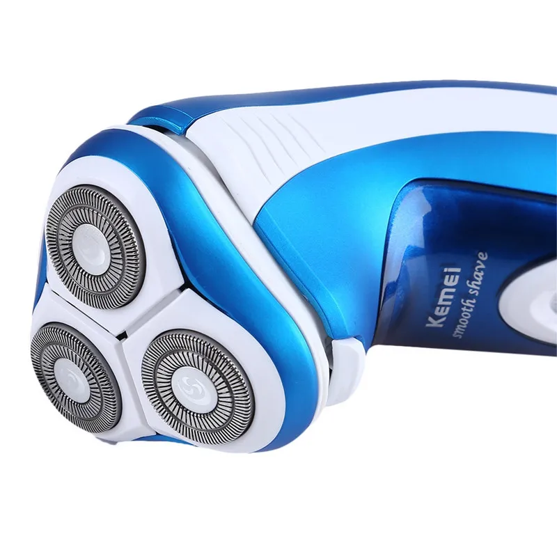 Kemei 3D полностью моющаяся перезаряжаемая вращающаяся Тройная плавающая головка
