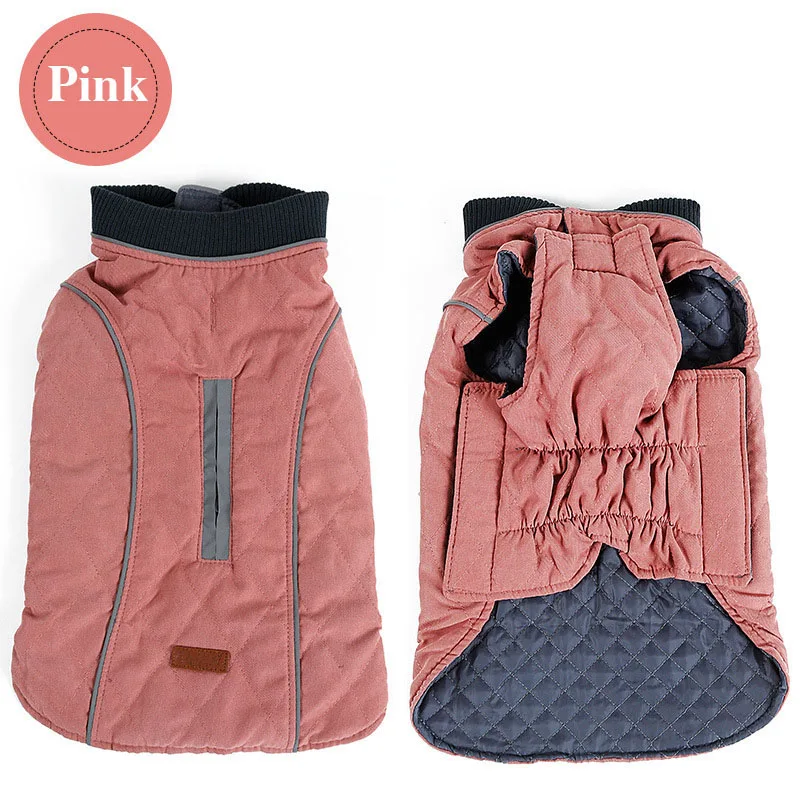 Осенне-зимняя теплая куртка для собак Светоотражающая Одежда для маленьких средних и больших собак пальто для щенков французская одежда для бульдога комбинезоны - Цвет: Pink