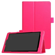 ocube 2-Folder Litchi Grain PU Protective Leather Cases Cover For Amazon Kindle New Fire HD8 2017 8.0 inch Tablet PC