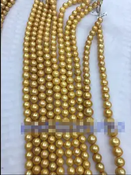 

natural 18" AAA 12-15MM PEARL NECKLACE Yellow Clasp